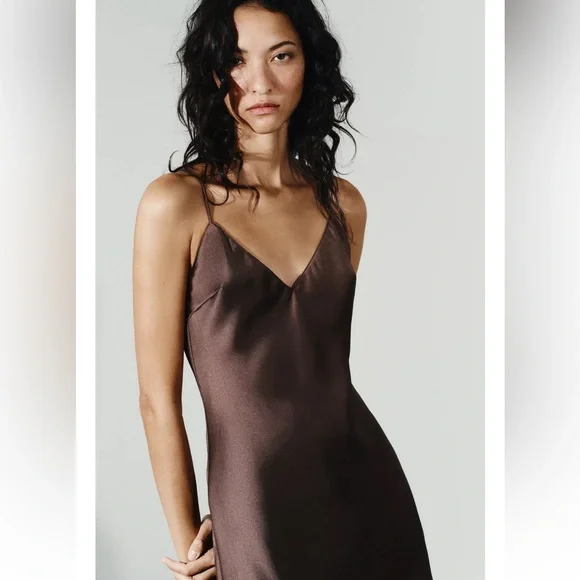 Zara SATIN EFFECT LACE DRESS